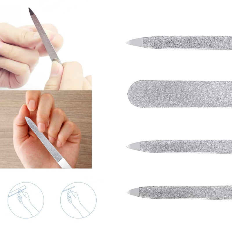 LOOKSEVEN 1 PCS Diamond Nail File Double Sided Metal Fingernail Manicure Files for Polish Nail, Removes Nail Ridges 5 Inches - Image 3